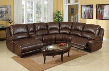 Wine Bonded Leather Modern Reclining Sectional Sofa w/Console [CHFSS-FR-160-Chattanooga]