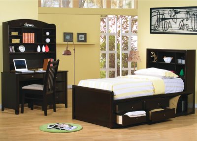 Deep Cappuccino Finish Kids Bedroom w/Storage Chest Bed