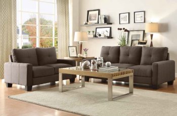 Ramsey Sofa & Loveseat Set 8518 in Grey Fabric by Homelegance [HES-8518 Ramsey]