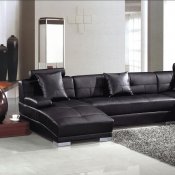 3334 Black Leather Sectional Sofa by VIG w/Adjustable Headrests
