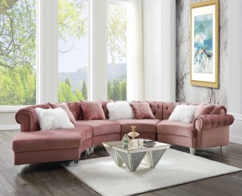 Ninagold Sectional Sofa 57360 in Pink Velvet by Acme [AMSS-57360 Ninagold]