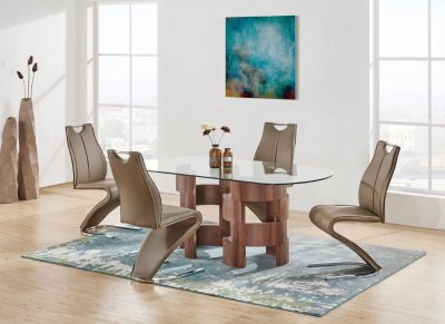 D866DT Dining Set 5Pc Glass Top by Global w/D4126DC Chairs