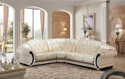 Apolo Sectional Sofa in Pearl Leather by ESF w/Options