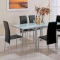 Silver Modern Dinette w/Frosted Glass Top Extendible Table