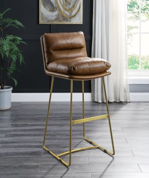 Alsey Bar Chair 96401 in Saddle Brown Leather by Acme [AMBA-96401 Alsey]