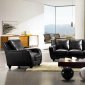 Black Full Italian Leather 3Pc Modern Living Room Set