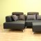 Black Leather Sectional Sofa with Matching Ottoman