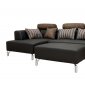 Black Leather Sectional Sofa with Matching Ottoman