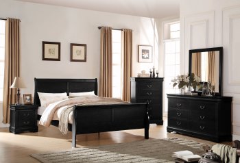 Louis Philippe Bedroom 23730 5Pc Set in Black by Acme w/Options [AMBS-23730-Louis-Philippe]