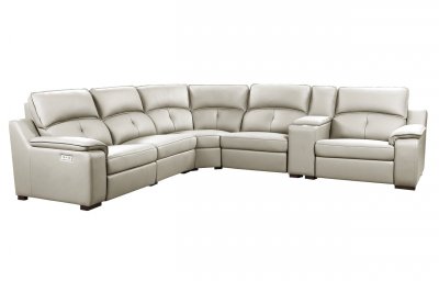 Thompson Power Motion Sofa Smoke Taupe Leather by Beverly Hills