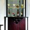 Wenge Finish Contemporary Bar Table W/Display Glass Shelves
