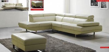Off White Top Grain Full Leather Modern Sectional Sofa [EFSS-101-Off White]