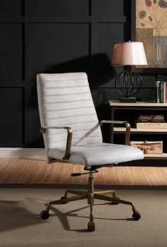 Duralo Office Chair 93168 in White Top Grain Leather by Acme [AMOC-93168 Duralo]