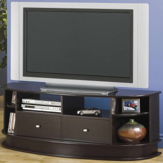 Cappuccino Finish Modern TV Stand w/Two Drawers & Shelves