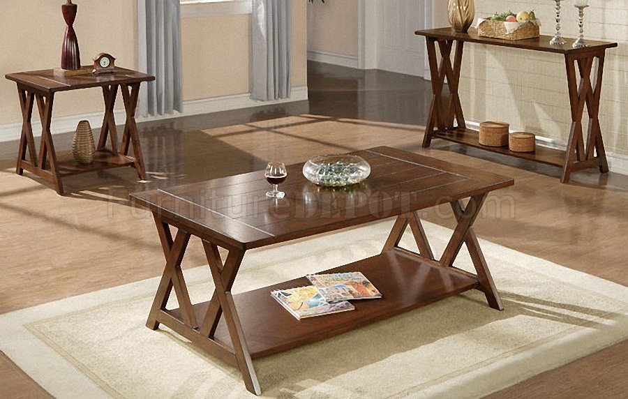 Brown Coffee Console End Table Set W, Coffee Table Console Table Set