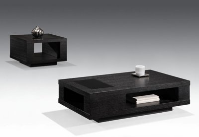 Dark Wenge Matte Finish Modern Coffee Table W/Glass Inlay
