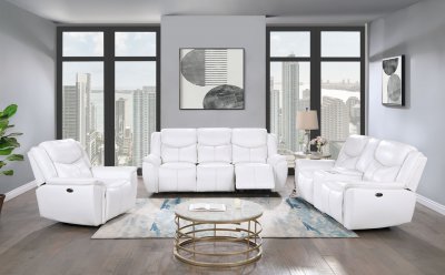 U5987 Power Motion Sofa in Blanche White by Global w/Options