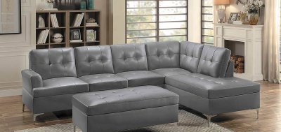 Barrington Sectional Sofa 8378 in Gray PU by Homelegance