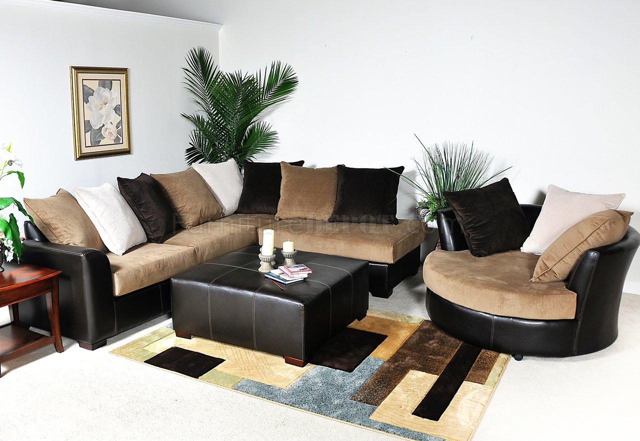 Multi-Tone Fabric Modern Sectional Sofa w/Optional Items - Click Image to Close