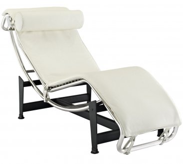 Charles Chaise Lounge EEI-129-WHI in White Leather by Modway