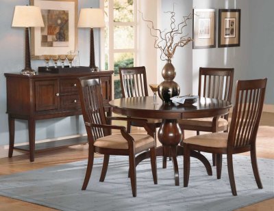 Cherry Finish Modern Round Dining Table w/Optional Items