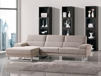 Beige Fabric L-Shape Modern Sectional Sofa w/Metal Legs [VGSS-1175 Como]
