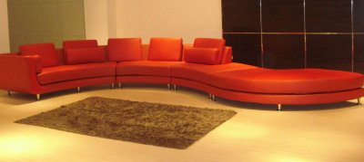 A94 Red Half Leather Modular 4PC Sectional Sofa by VIG