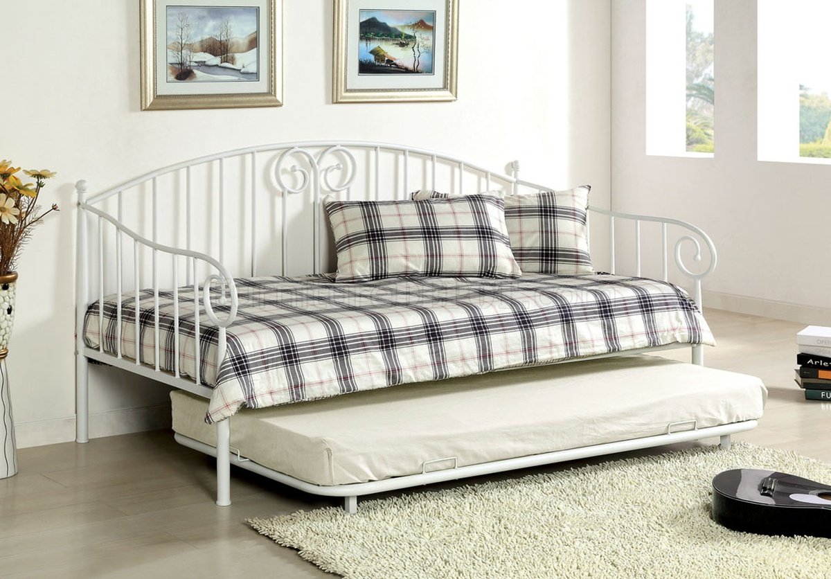 CM1603WH Hamden Metal Daybed in White w/Twin Trundle - Click Image to Close