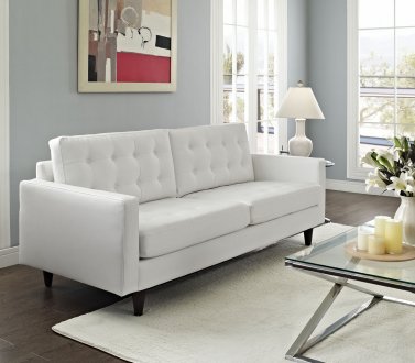 Empress Sofa in White Bonded Leather by Modway w/Options