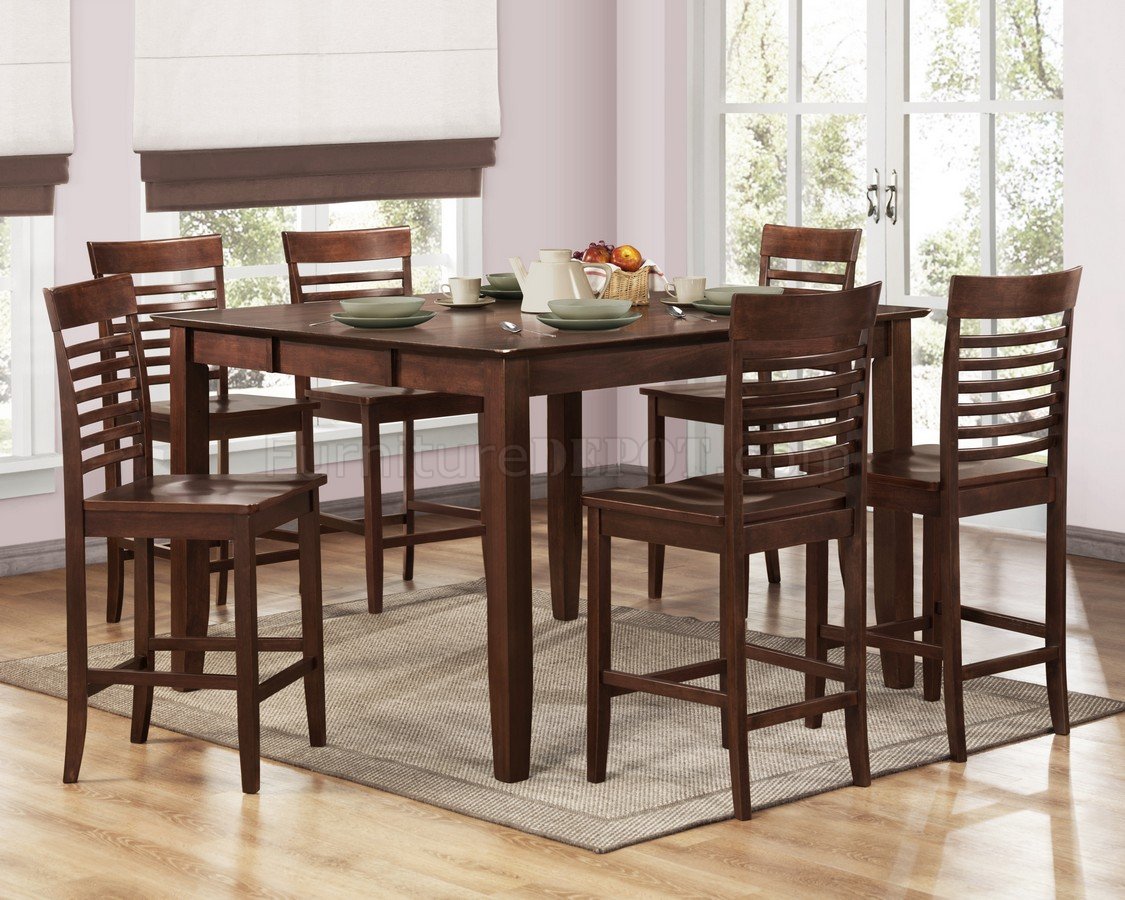 Brown Espresso Modern Counter Height Dining Table w/Options