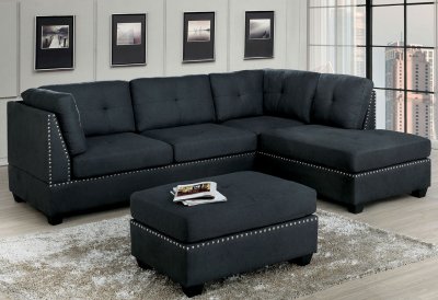 Lita Sectional Sofa CM6966 in Gray Linen-Like Fabric w/Options
