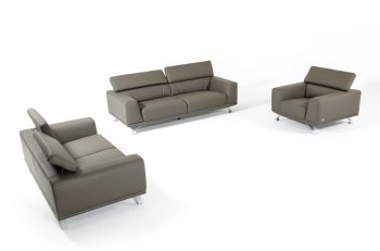 Brustle Sofa Set 3Pc 8334 in Dark Grey Eco-Leather by VIG [VGS-8334 Brustle Dark Grey]