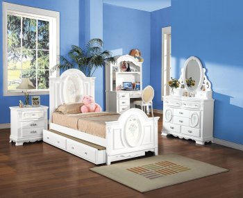 Flora 4Pc Youth Bedroom Set 1680T in White by Acme w/Options [AMBS-01680T Flora]