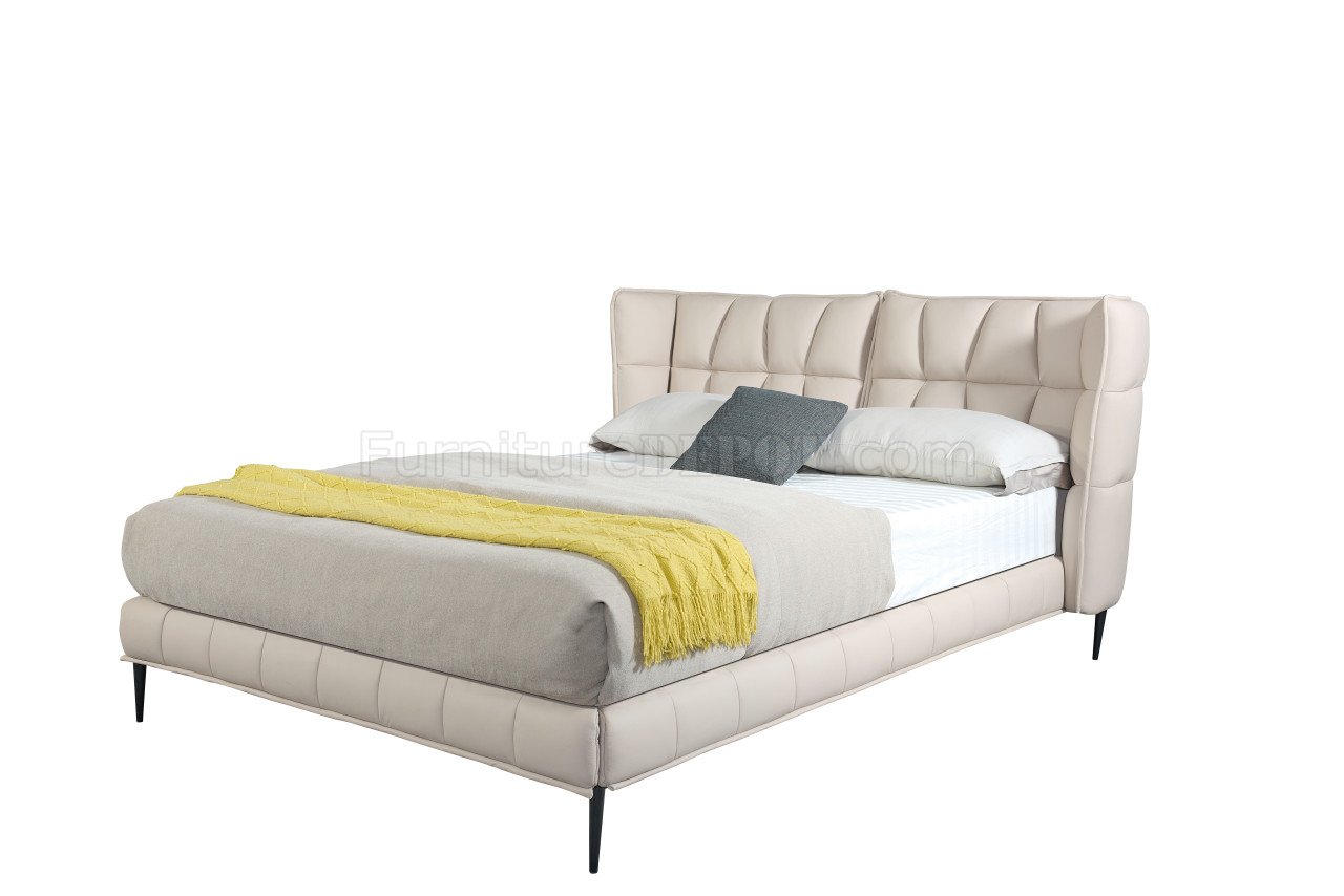 Claire Upholstered Bed in Blush Full Leather by Beverly Hills - Click Image to Close
