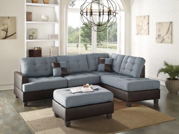 F6858 Sectional Sofa 3Pc in Grey Fabric by Boss [PXSS-F6858]