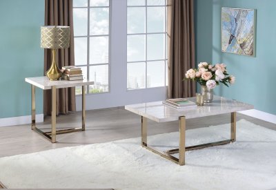 Feit 3Pc Coffee & End Tables Set 83105 in Champagne by Acme