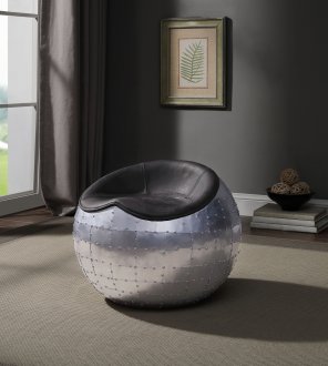 Brancaster Ottoman 59837 in Antique Ebony Leather by Acme