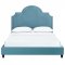 Primrose Upholstered Platform Queen Bed in Sea Blue Velvet by Mo