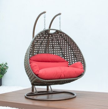 Wicker Hanging Double Egg Swing Chair ESCBG-57R by LeisureMod [LMOUT-ESCBG-57R]