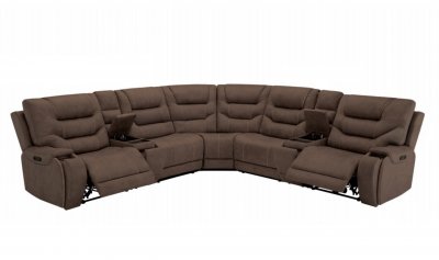 8014 Power Reclining Sectional Sofa in Brown by Lifestyle