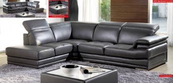 Dark Grey Full Genuine Italian Leather Modern Sectional Sofa [EFSS-605-Grey]
