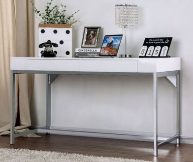 Loke Office Desk CM-DK5204 in White & Chrome