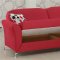 Red Fabric Modern Convertible Sofa Bed w/Optional Items