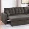 F6591 Convertible Sectional Sofa Bed in Ash Black by Poundex