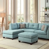 Laurissa Sectional Sofa w/Ottoman 54390 in Light Teal by Acme