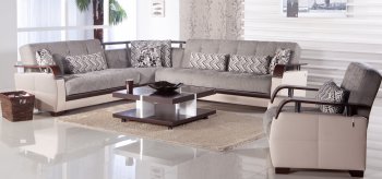 Natural Valencia Gray Sectional Sofa by Istikbal w/Options [IKSS-Natural Valencia Gray]