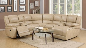 8303 Reclining Sectional Sofa in Cream Bonded Leather w/Options [EGSS-8303]