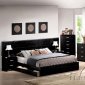 Black Finish Contemporary Bed w/Storage & Optional Case Goods