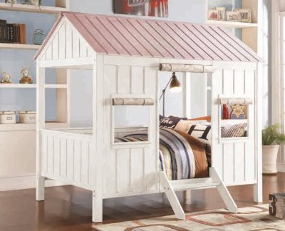 Spring Cottage 37695F Full Bed in White & Pink by Acme