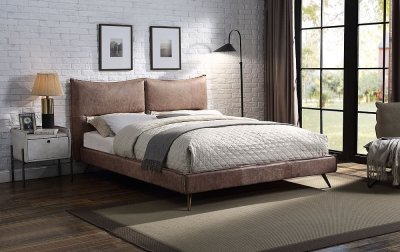Clytia Bed BD01977Q in Truffle Leather by Acme
